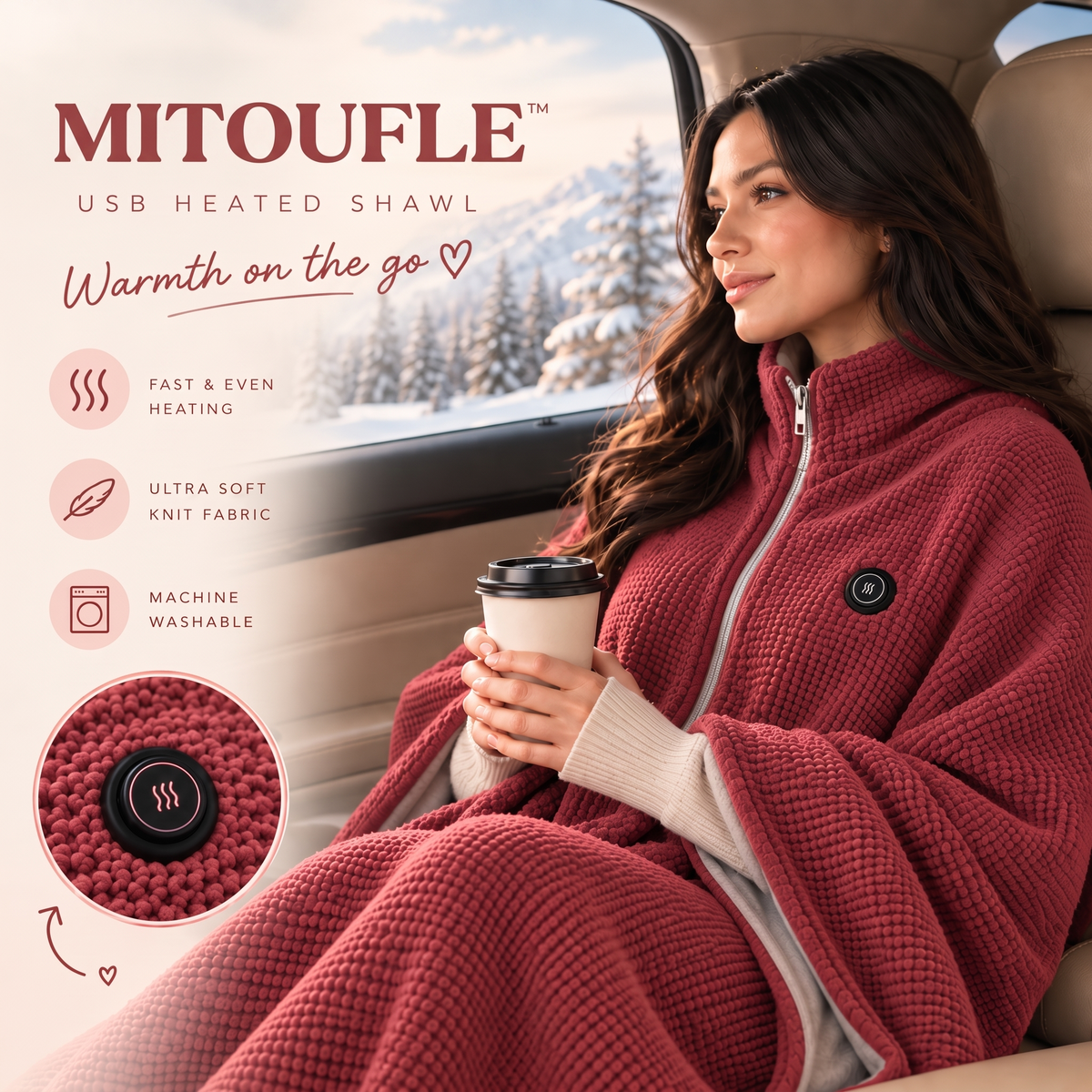 MITOUFLE portable heated blanket - warmth on the go