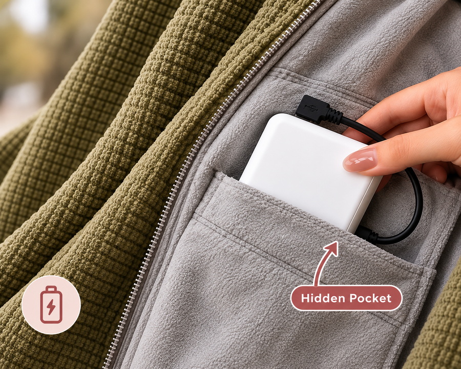 Hidden pocket for the power bank