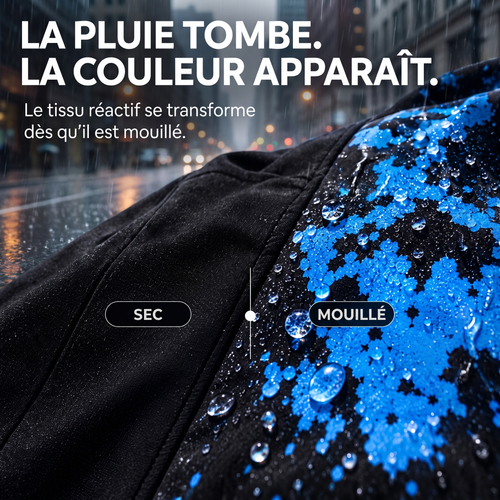 Sec vs mouillé : la couleur apparaît sous la pluie